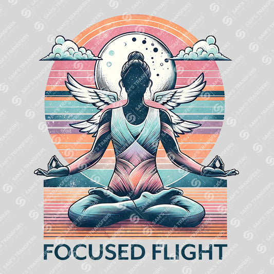Apparel featuring a Focused Flight-themed DTF transfer.