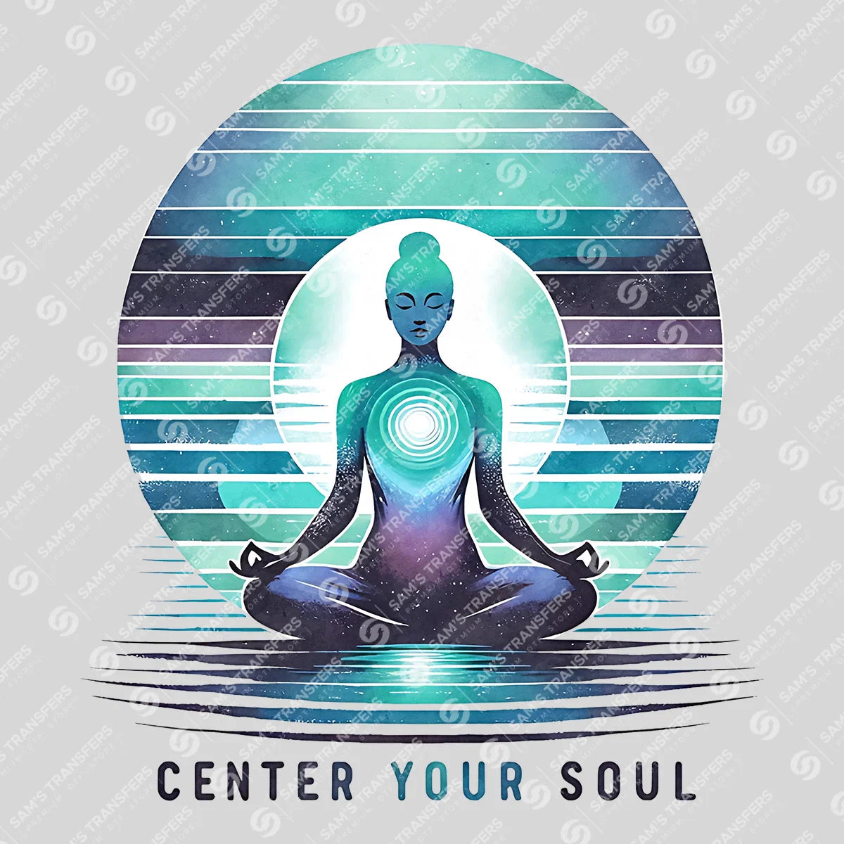 Apparel featuring a Center Your Soul-themed DTF transfer.