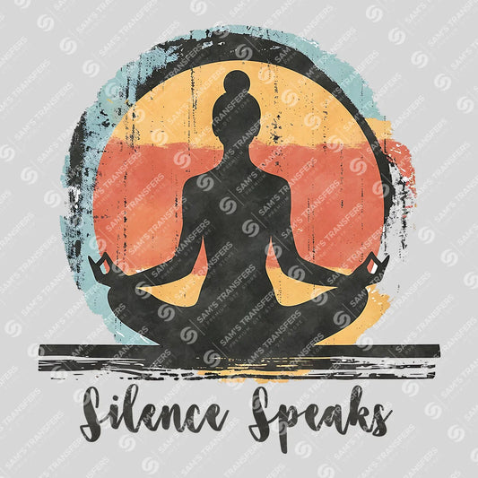 Apparel featuring a Silence Speaks-themed DTF transfer.