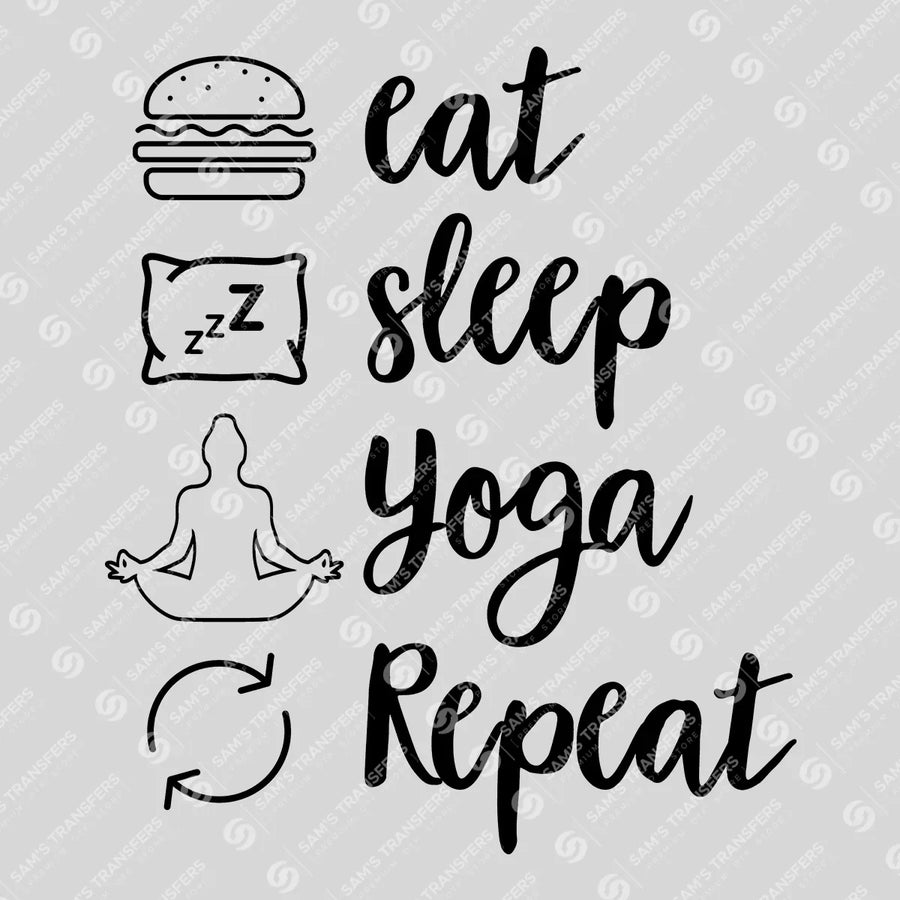 Eat Sleep Yoga Repeat Icons Ready-to-Press DTF Transfer | SAT10109