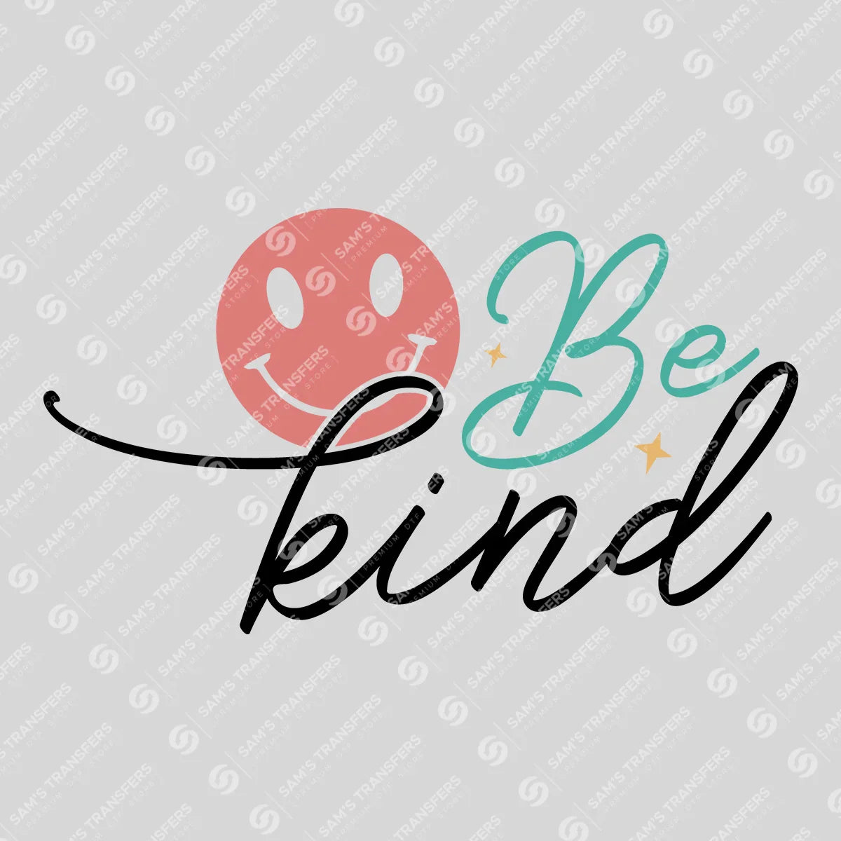 Apparel featuring a Be Kind Smiley-themed DTF transfer.