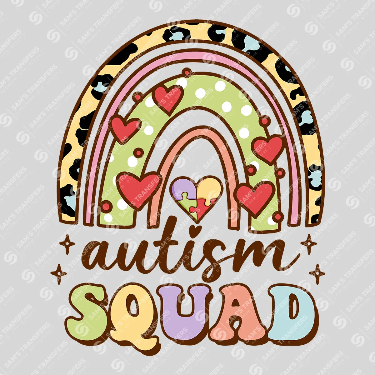 Apparel featuring a Autism Squad-themed DTF transfer.