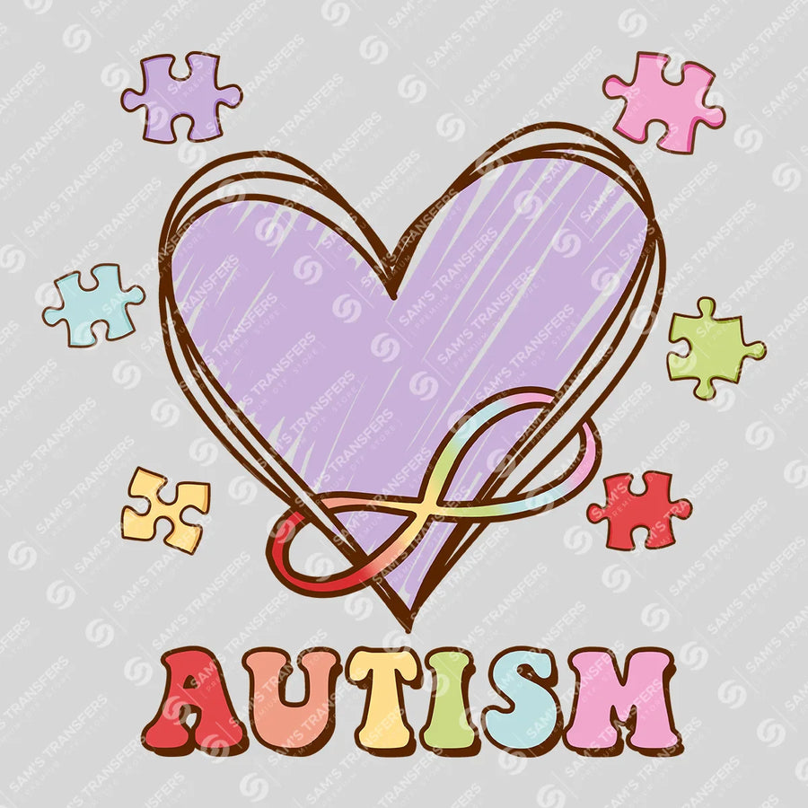 Autism Infinity Heart Ready-to-Press DTF Transfer | SAT10247
