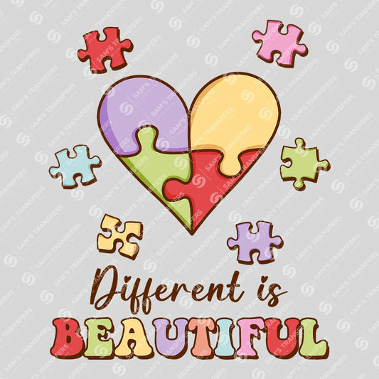 Apparel featuring a Different Is Beautiful-themed DTF transfer.