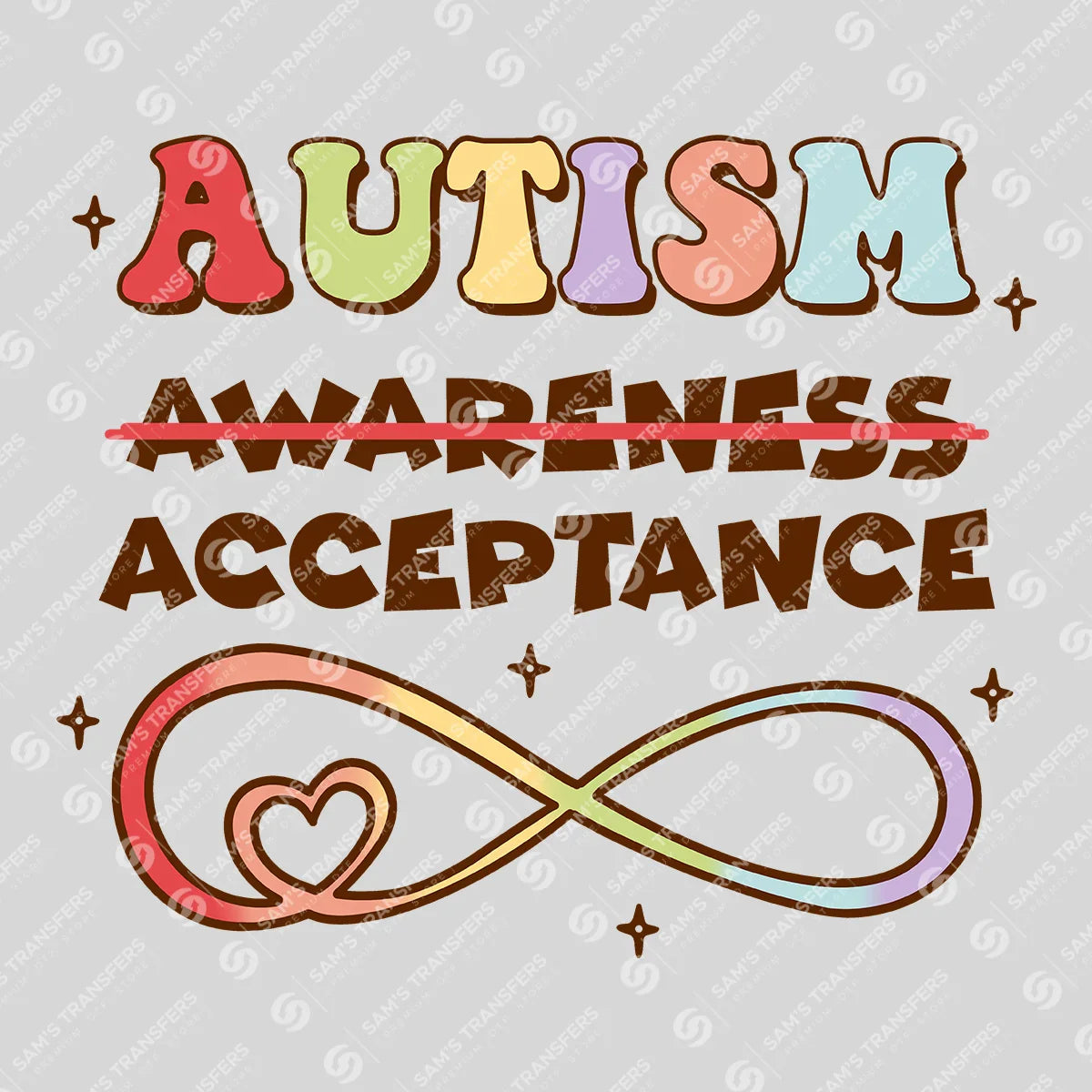 Apparel featuring a Autism Awareness Acceptance-themed DTF transfer.