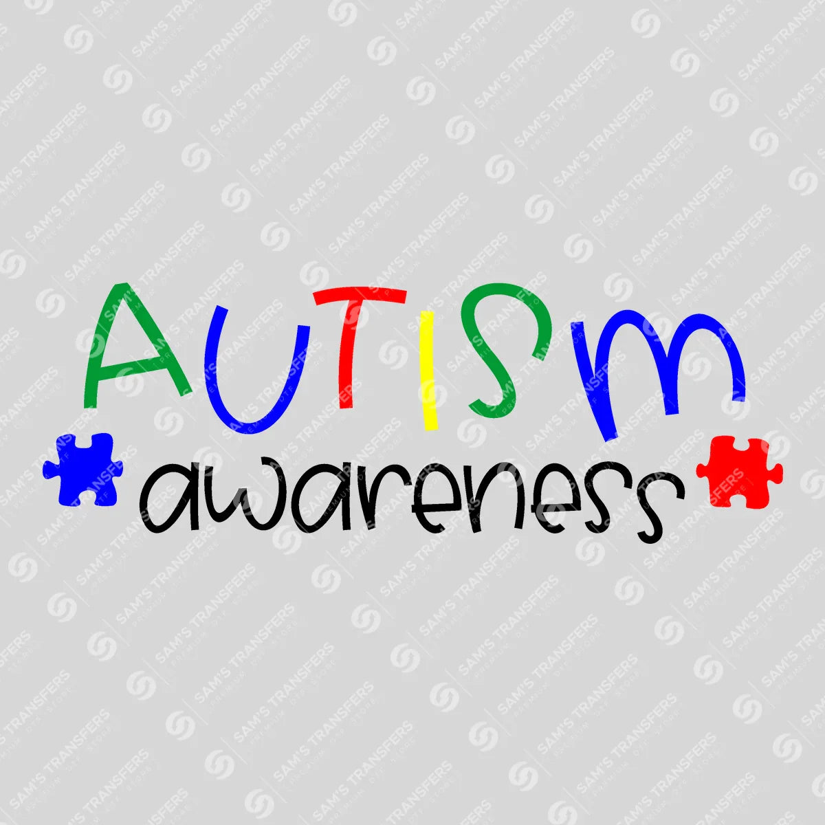 Apparel featuring a Autism Awareness-themed DTF transfer.