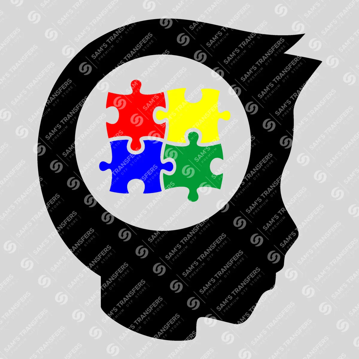 Apparel featuring a Autism Mind Puzzle-themed DTF transfer.