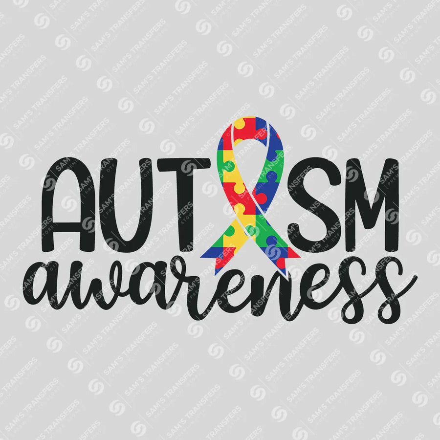 Autism Awareness Ribbon Ready-to-Press DTF Transfer | SAT10278