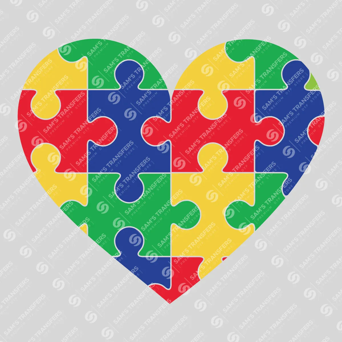 Apparel featuring a Autism Puzzle Heart Big-themed DTF transfer.