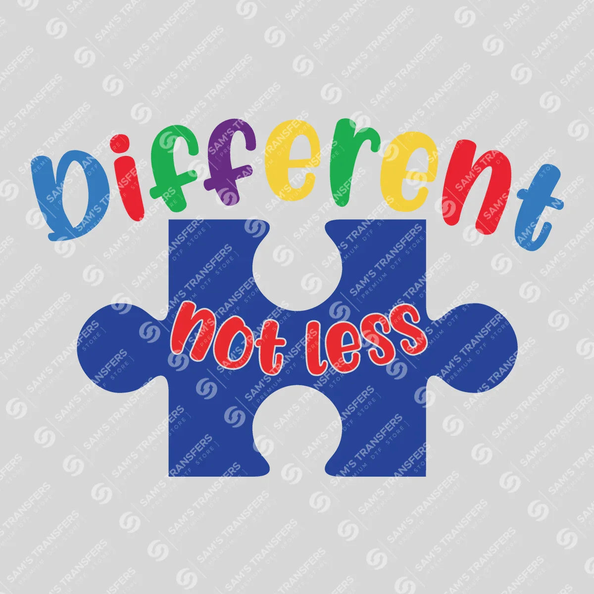 Apparel featuring a Different Not Less-themed DTF transfer.
