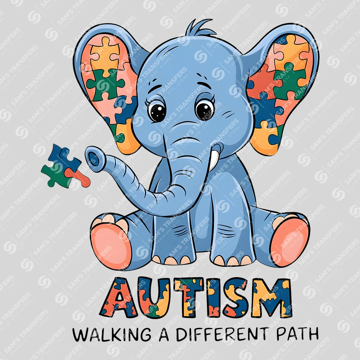 Apparel featuring a Autism Walking A Different Path-themed DTF transfer.