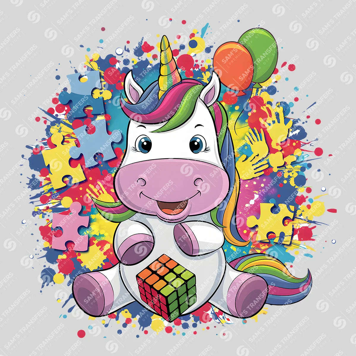 Apparel featuring a Autism Unicorn-themed DTF transfer.