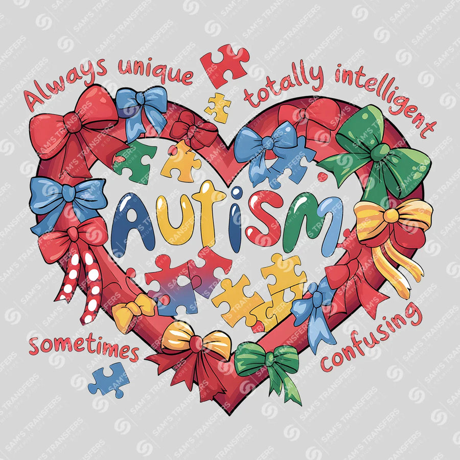 Autism Bow Heart Ready-to-Press DTF Transfer | SAT10304