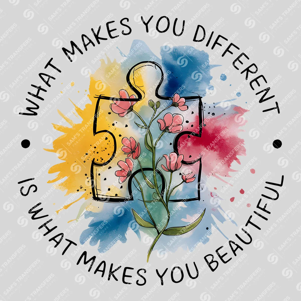 Apparel featuring a What Makes You Different Is Beautiful-themed DTF transfer.