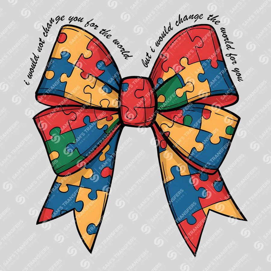 Autism Puzzle Bow Ready-to-Press DTF Transfer | SAT10315