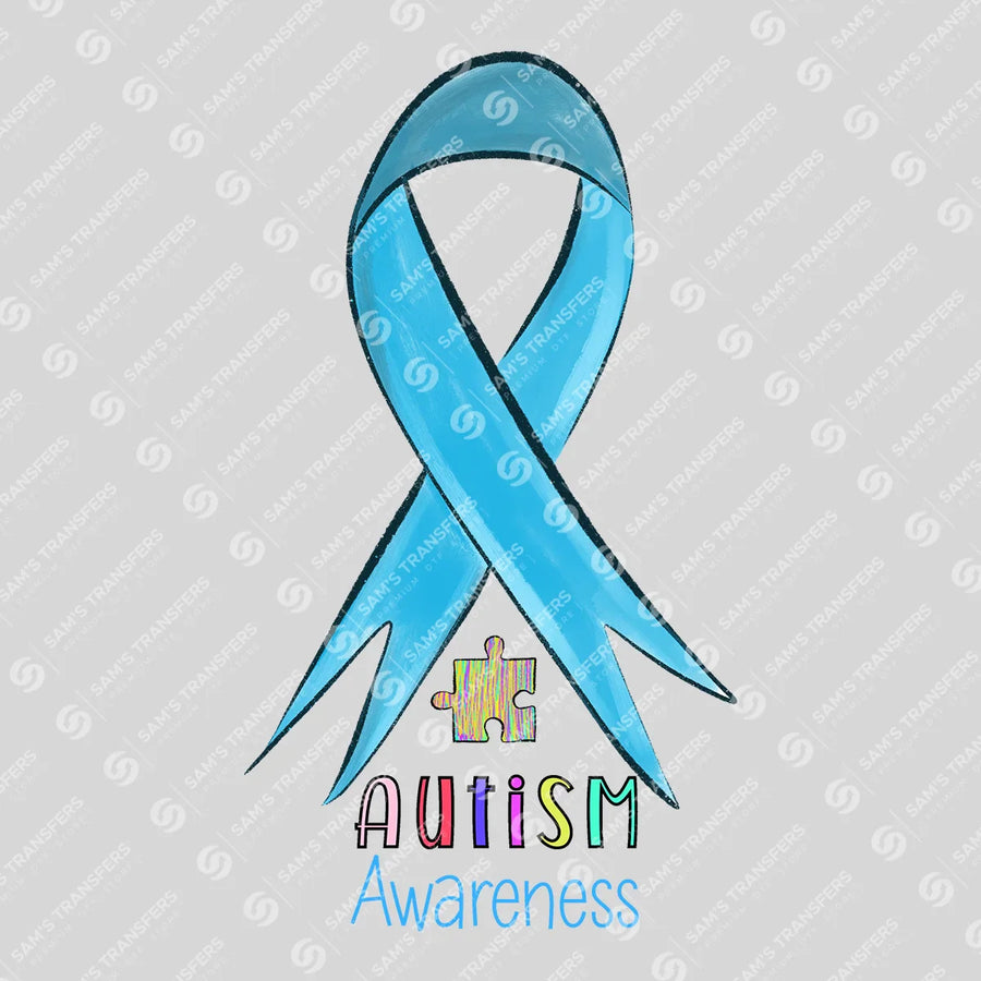 Autism Awareness Blue Ribbon Ready-to-Press DTF Transfer | SAT10331