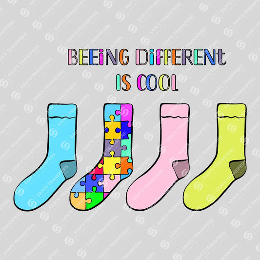 Apparel featuring a Being Different Is Cool-themed DTF transfer.