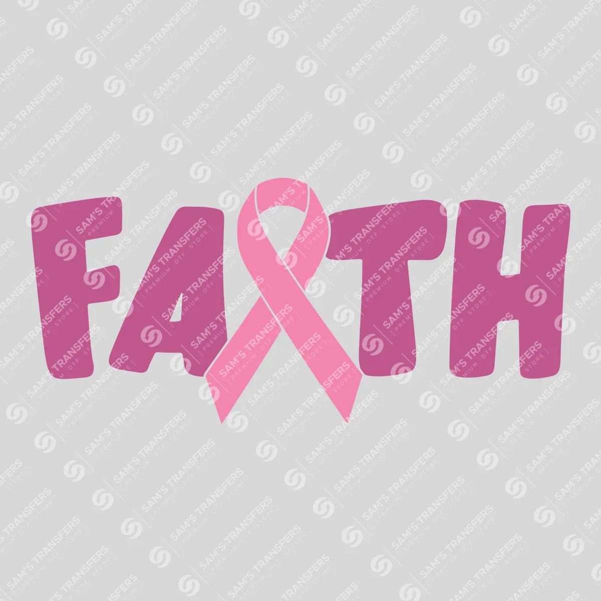 Apparel featuring a Faith Pink Ribbon-themed DTF transfer.
