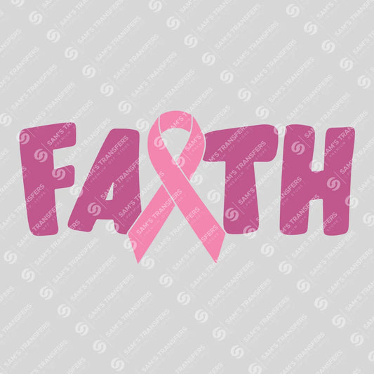 Apparel featuring a Faith Pink Ribbon-themed DTF transfer.