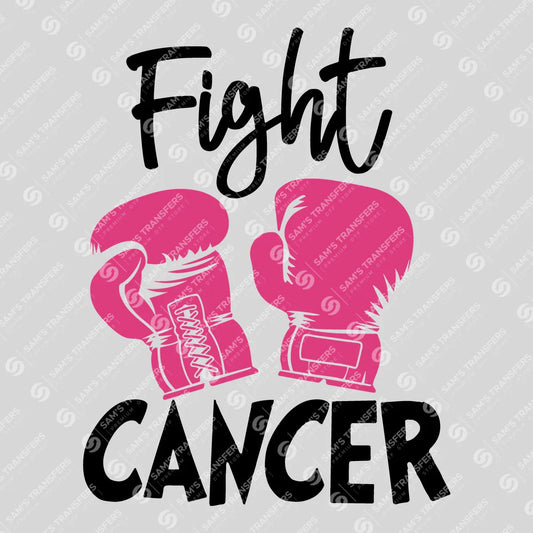 Apparel featuring a Fight Cancer Boxing Gloves-themed DTF transfer.