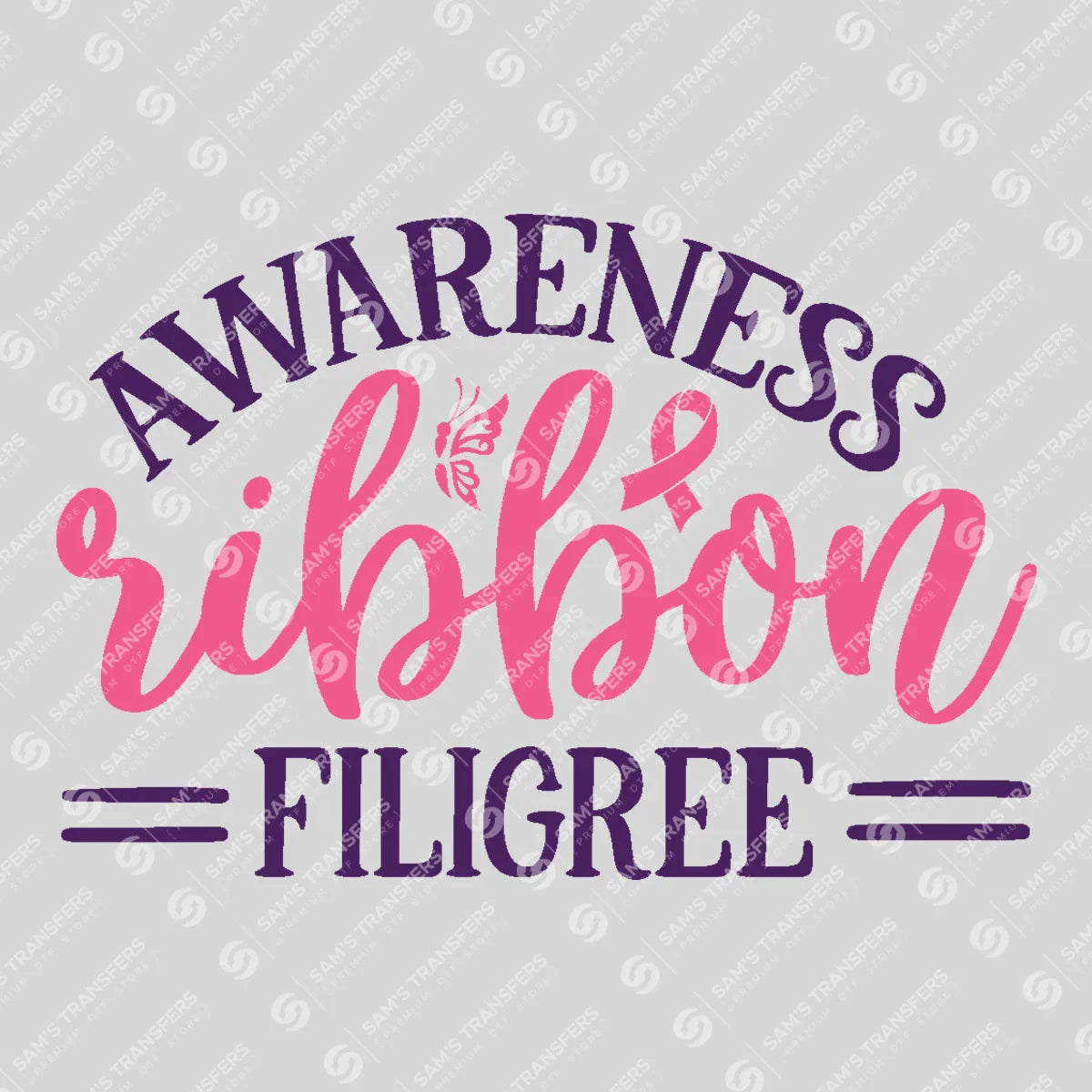 Apparel featuring a Awareness Ribbon Filigree-themed DTF transfer.