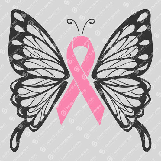 Apparel featuring a Pink Ribbon Butterfly-themed DTF transfer.