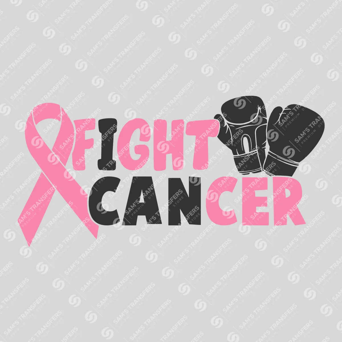 Apparel featuring a Fight Cancer Ribbon Gloves-themed DTF transfer.