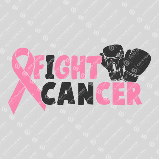 Apparel featuring a Fight Cancer Ribbon Gloves-themed DTF transfer.