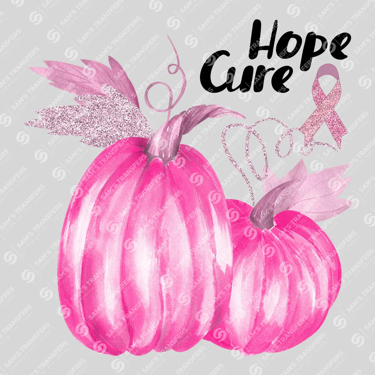 Apparel featuring a Hope Cure Pumpkins-themed DTF transfer.