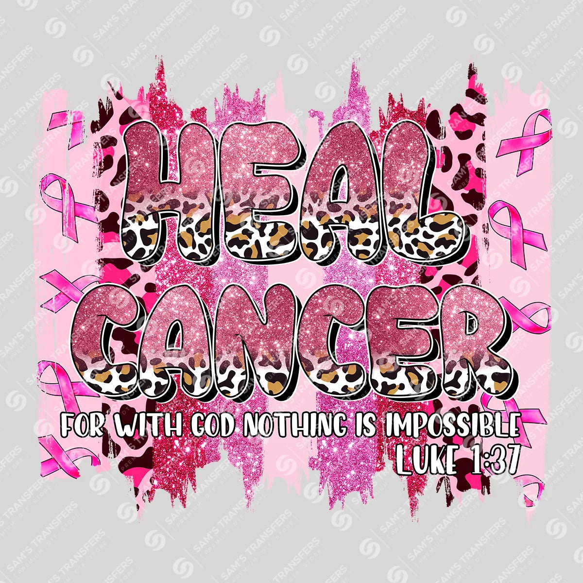 Apparel featuring a Heal Cancer Leopard Luke 1 37-themed DTF transfer.
