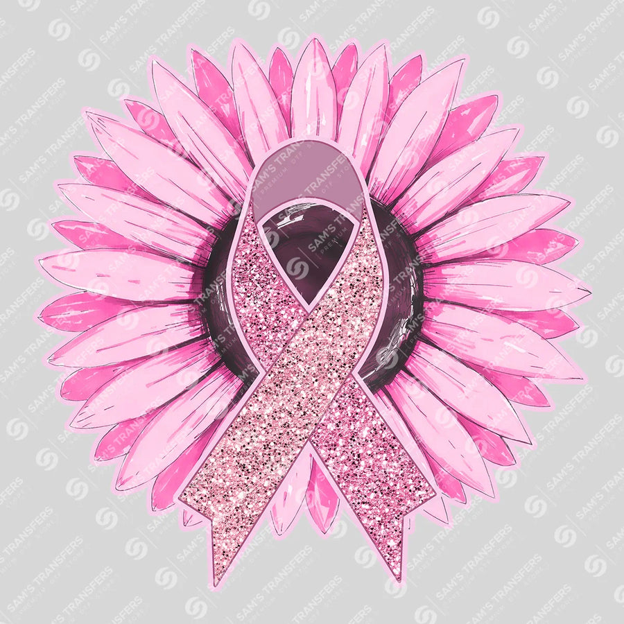Pink Sunflower Ribbon Ready-to-Press DTF Transfer | SAT10447