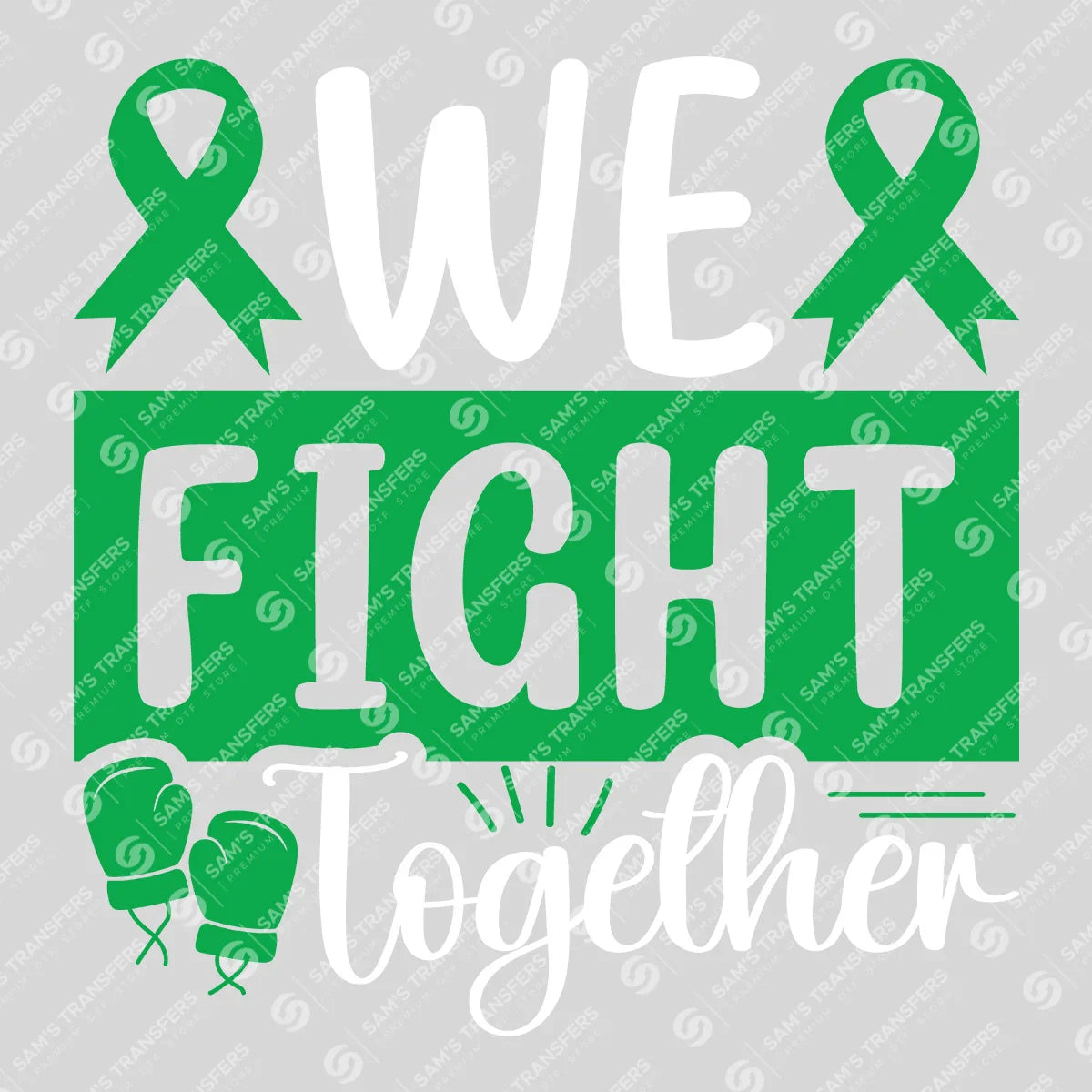 Apparel featuring a We Fight Together-themed DTF transfer.