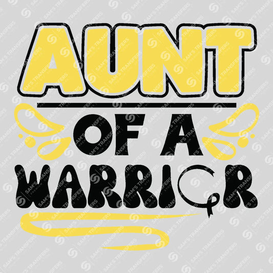 Apparel featuring a Aunt Of A Warrior-themed DTF transfer.