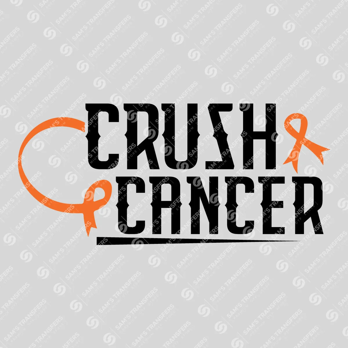 Apparel featuring a Crush Cancer-themed DTF transfer.