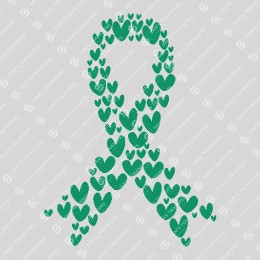Apparel featuring a Awareness Ribbon Of Hearts-themed DTF transfer.