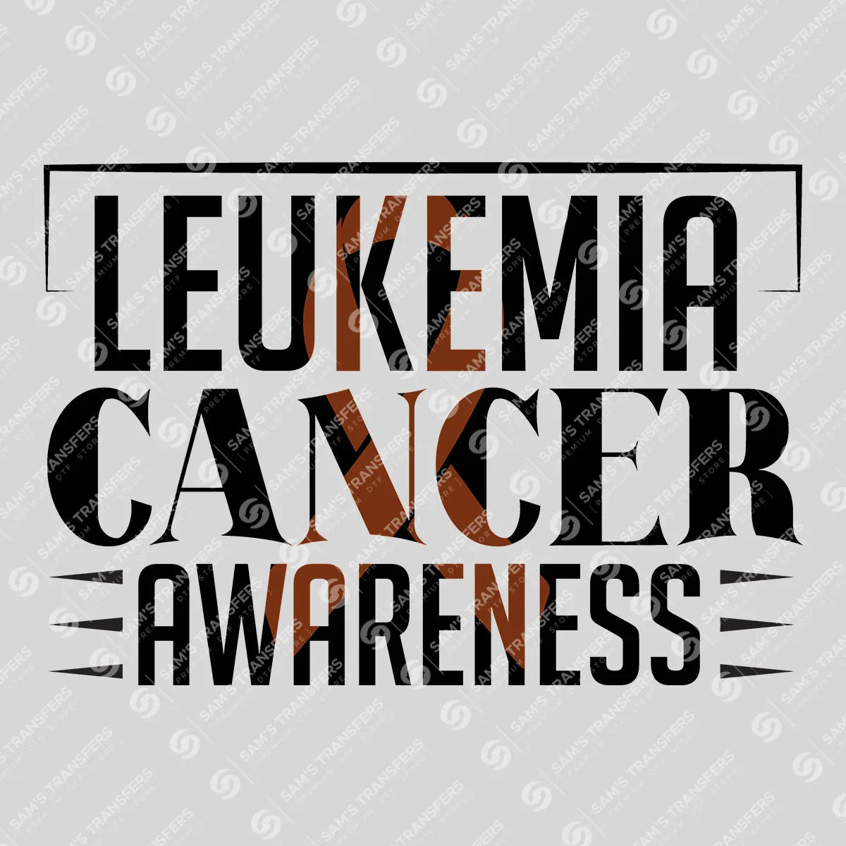 Apparel featuring a Leukemia Cancer Awareness-themed DTF transfer.