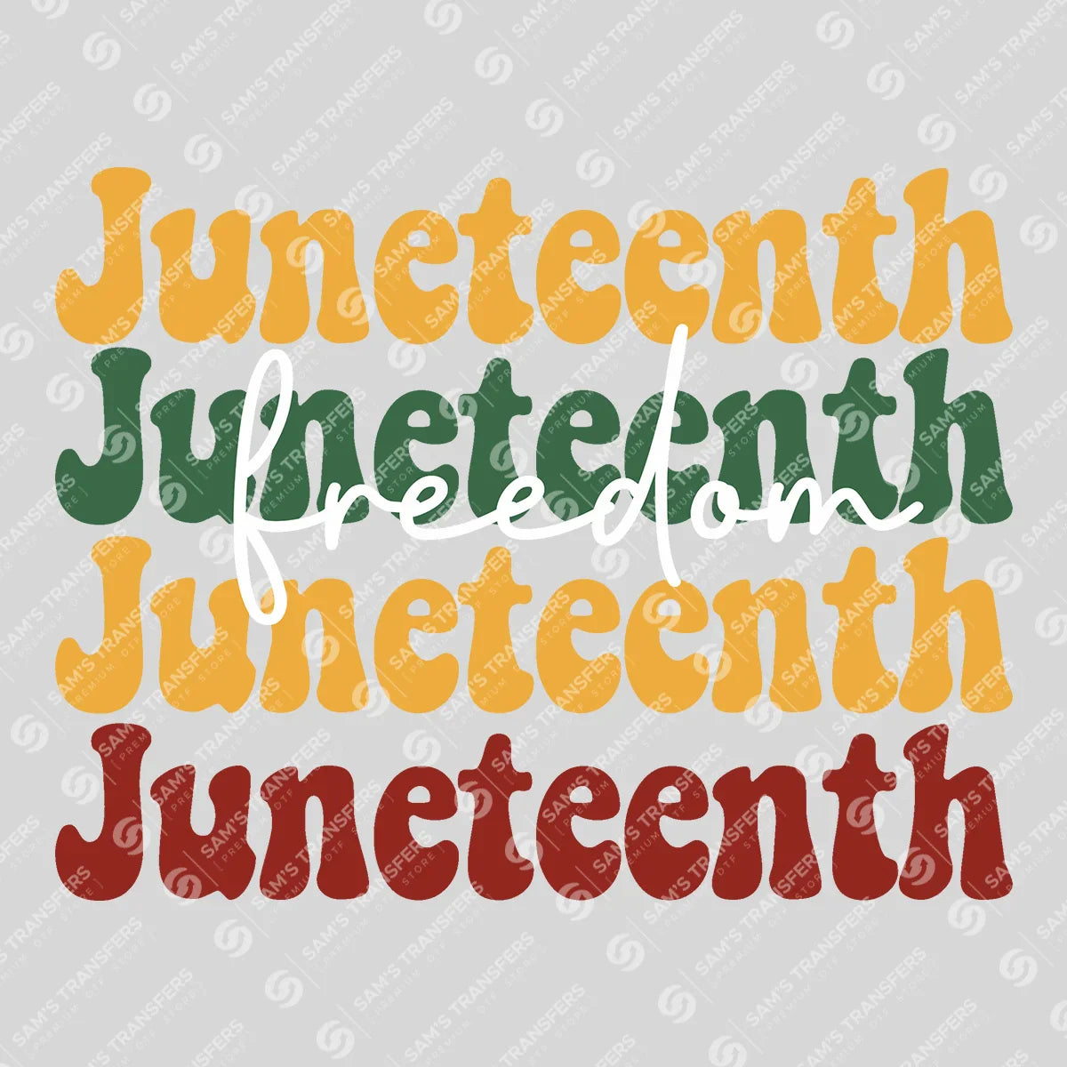 Apparel featuring a Juneteenth Freedom-themed DTF transfer.