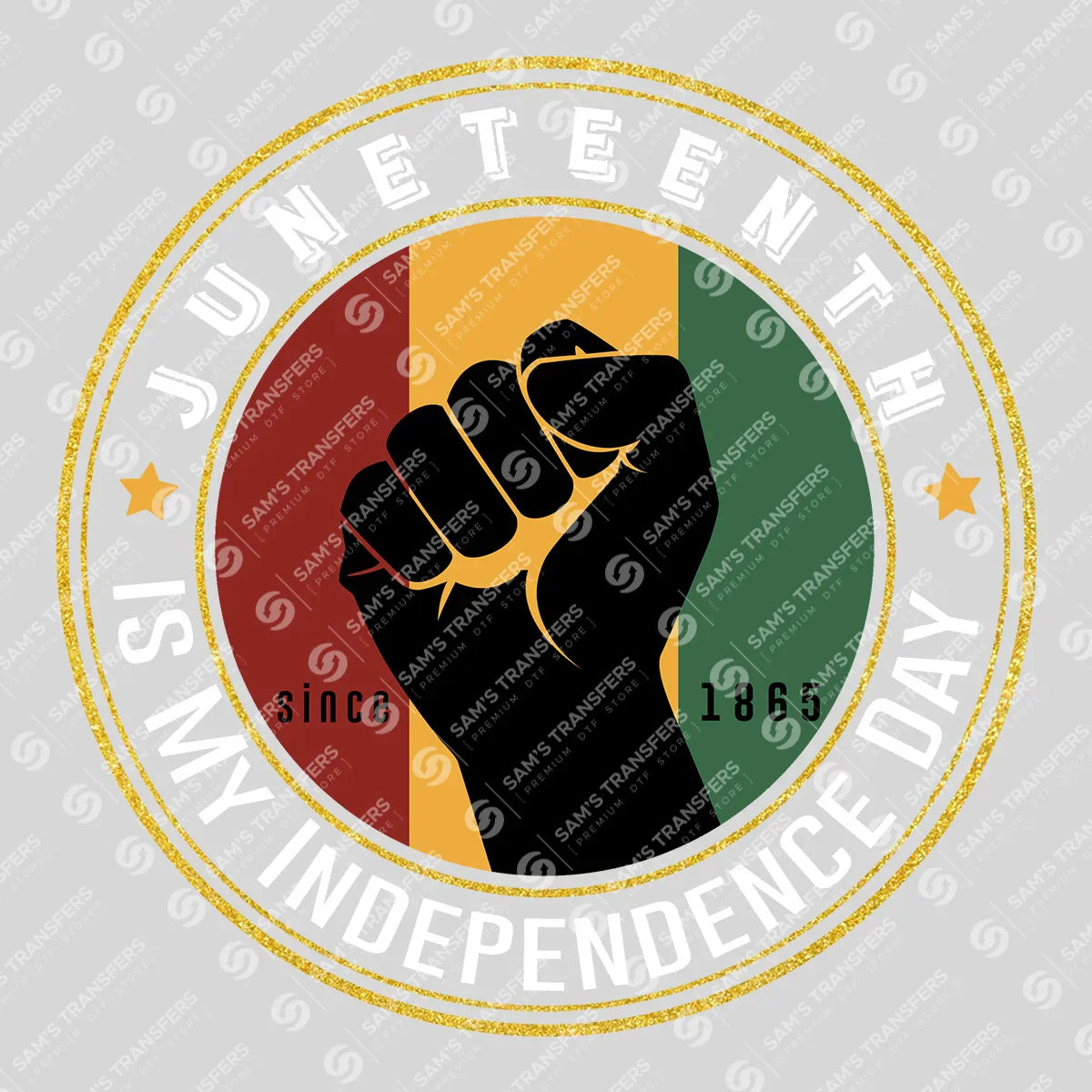 Apparel featuring a Juneteenth Is My Independence Day-themed DTF transfer.