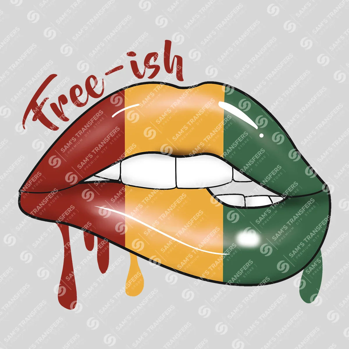 Apparel featuring a Free-ish-themed DTF transfer.
