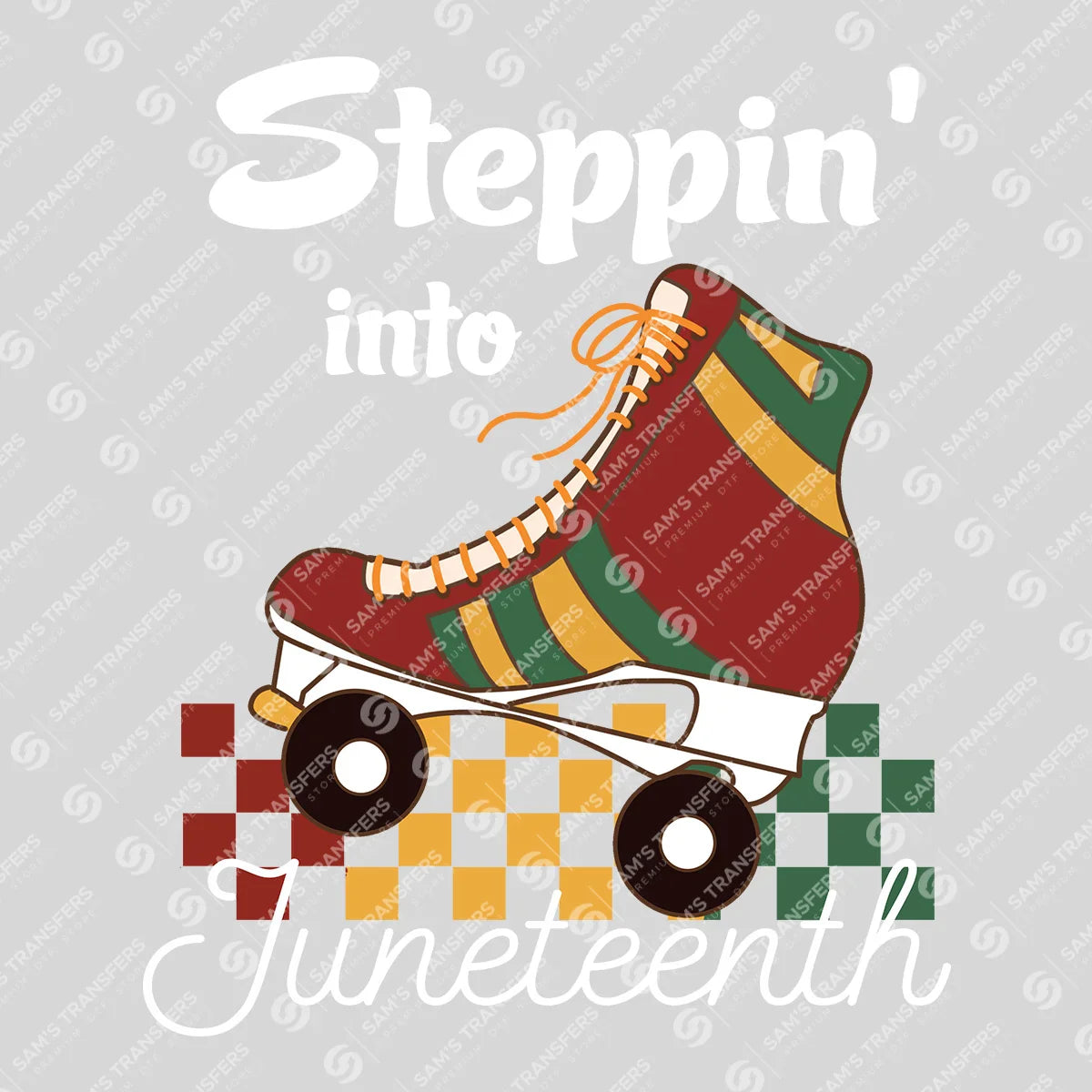 Apparel featuring a Steppin Into Juneteenth-themed DTF transfer.