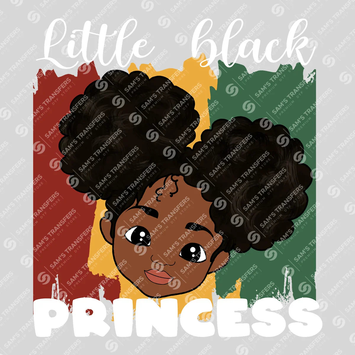 Apparel featuring a Little Black Princess-themed DTF transfer.