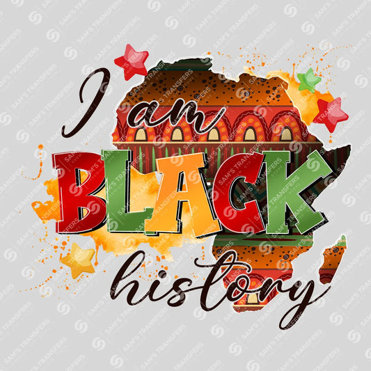 Apparel featuring a I Am Black History-themed DTF transfer.