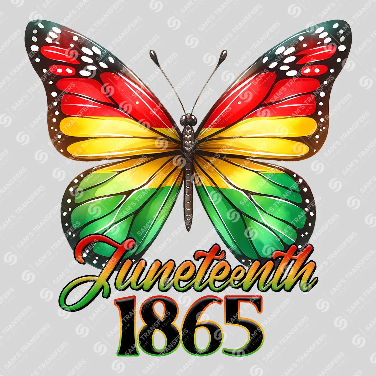 Apparel featuring a Juneteenth 1865-themed DTF transfer.