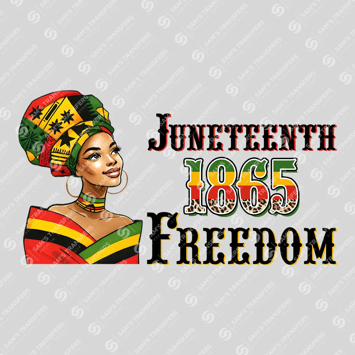 Apparel featuring a Juneteenth 1865 Freedom-themed DTF transfer.