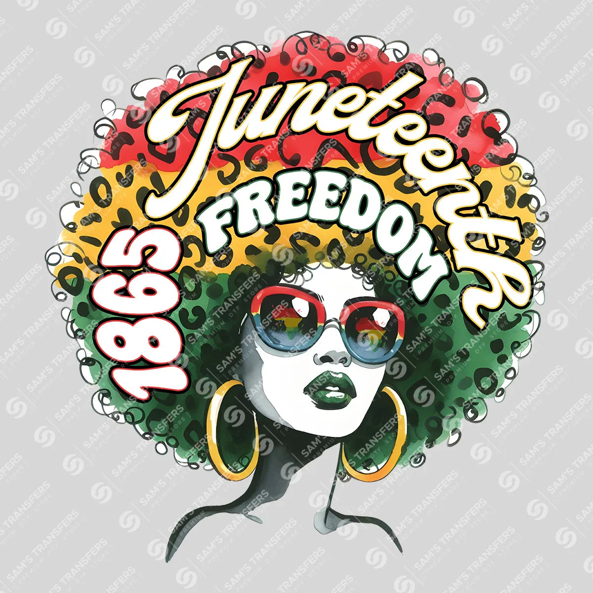 Apparel featuring a Juneteenth 1865 Freedom-themed DTF transfer.