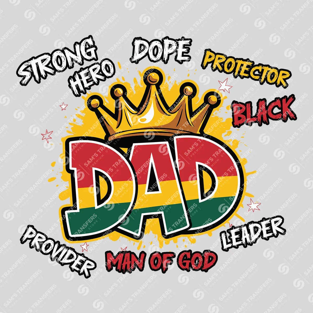 Apparel featuring a Black Dad-themed DTF transfer.