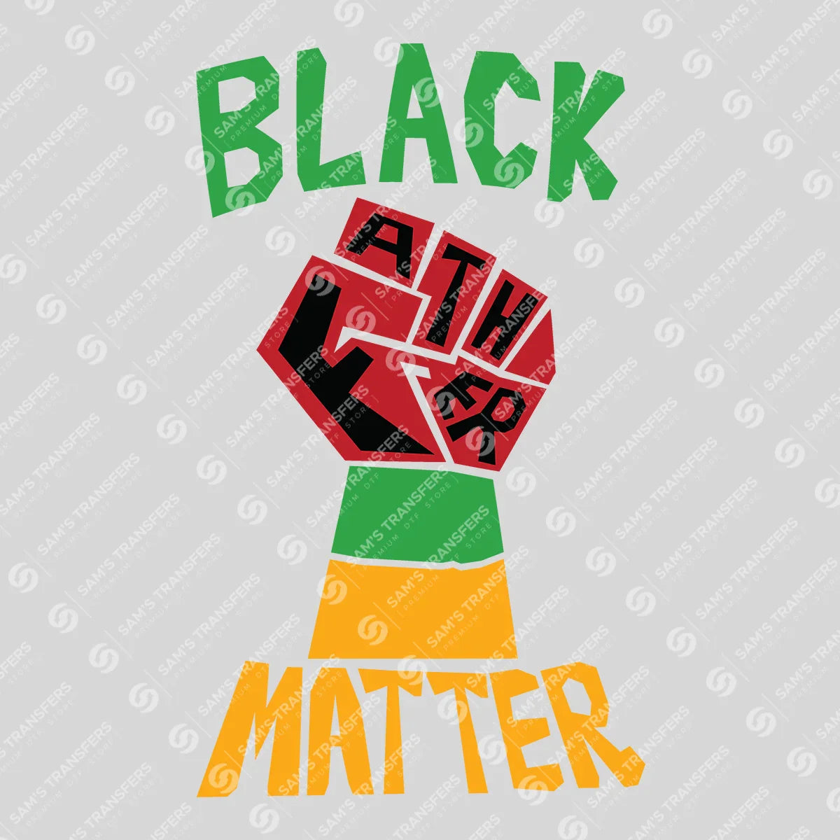 Apparel featuring a Black Father Matter-themed DTF transfer.