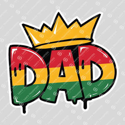 Apparel featuring a Dad Crown-themed DTF transfer.