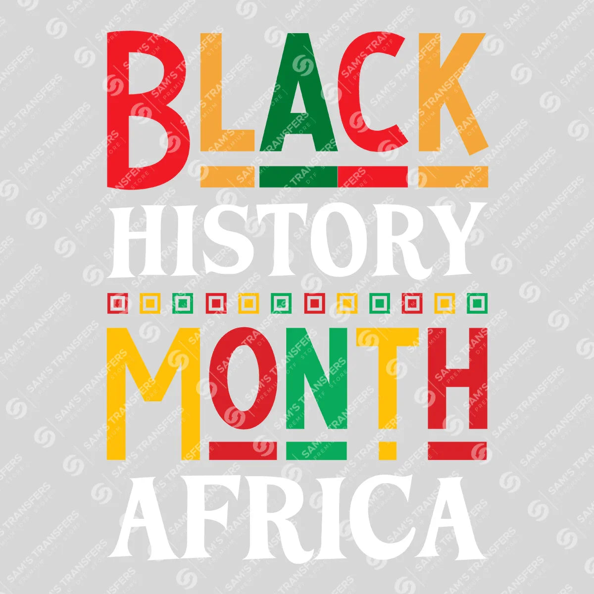 Apparel featuring a Black History Month Africa-themed DTF transfer.