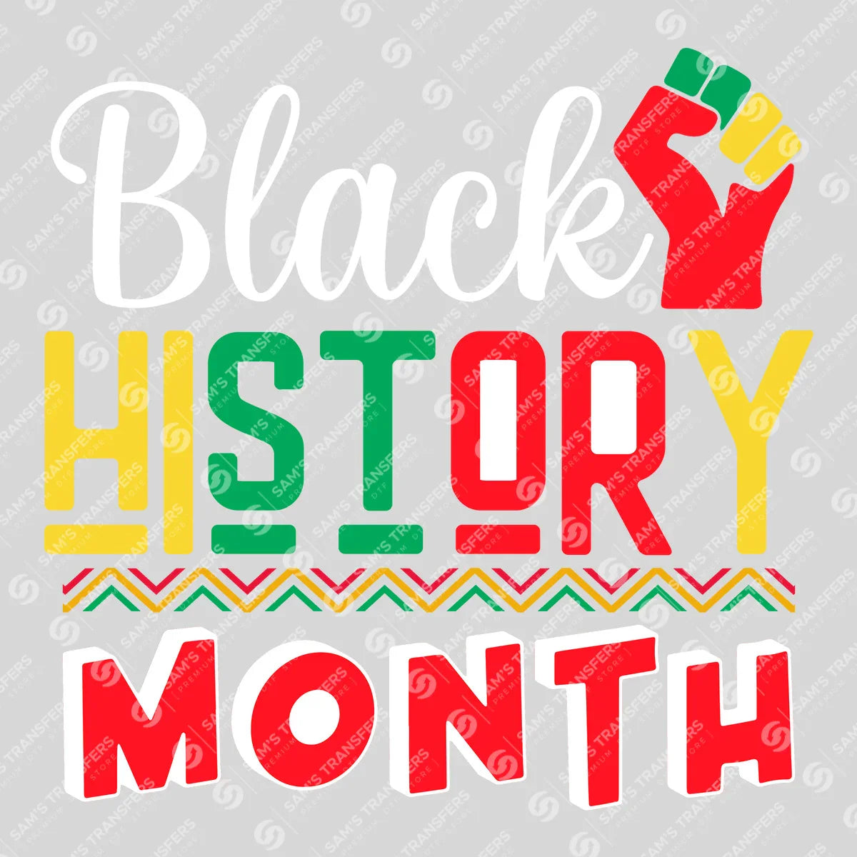 Apparel featuring a Black History Month-themed DTF transfer.